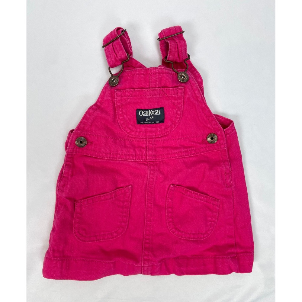 Oshkosh B'gosh Baby Girl 6 months 6m Pink Overalls Dress Jean